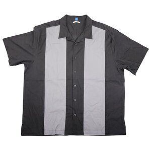 Men's Joe's USA Bowling Style Button Up Shirt Black Grey 2XL Top Plus Size